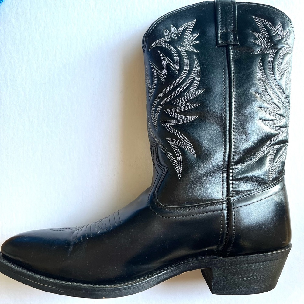 Laredo Classic Black Leather Embroidered 12" Men's Cowboy Boots size 11D Western - Picture 3 of 11